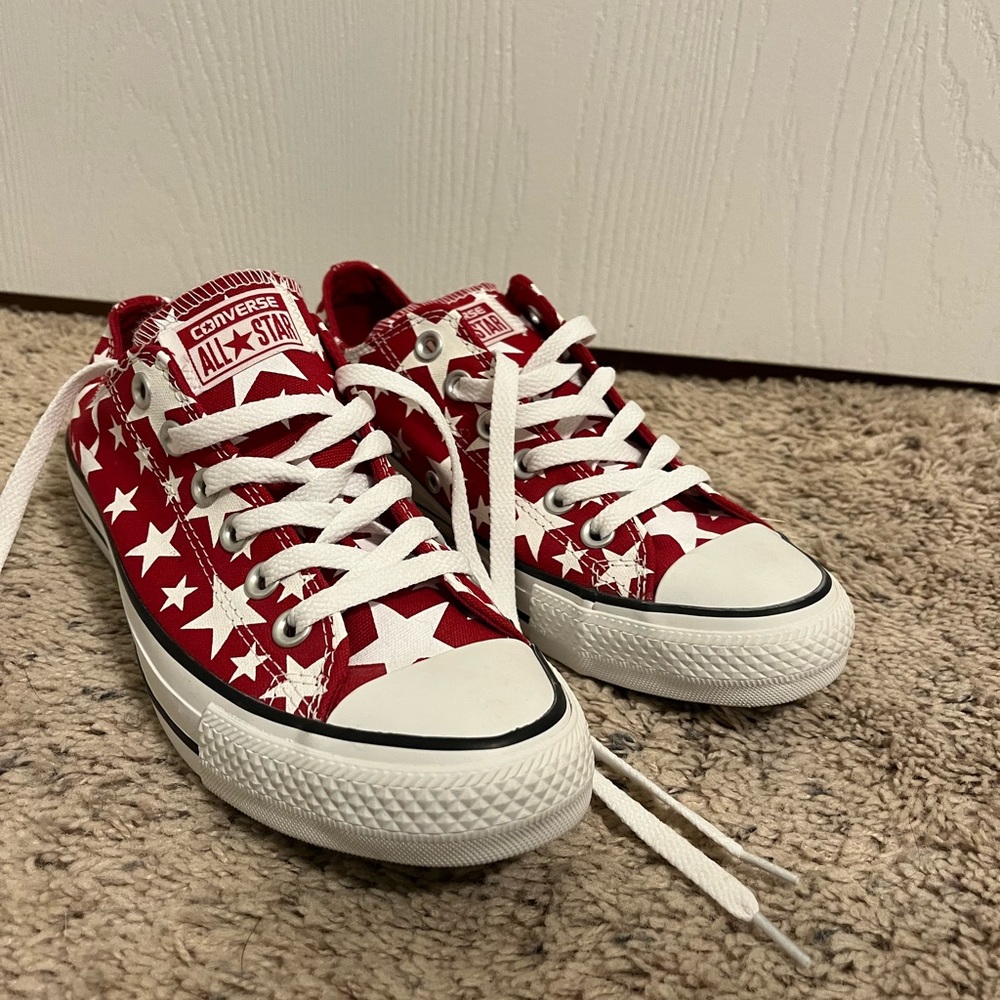 Red Converse with star pattern